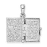 De-Ani Sterling Silver Rhodium-Plated Texture Lords Prayer Bible with 14k Cross Pendant - Image 6