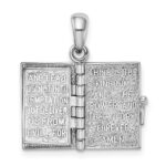 De-Ani Sterling Silver Rhodium-Plated Texture Lords Prayer Bible with 14k Cross Pendant - Image 8