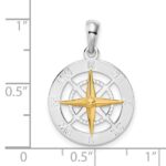 De-Ani Sterling Silver Rhodium-Plated Small Compass with 14k Needle Pendant - Image 3
