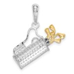De-Ani Sterling Silver Rhodium-Plated Polished Golf Bag with 14k Clubs Pendant - Image 4