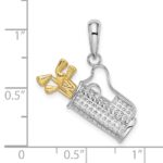 De-Ani Sterling Silver Rhodium-Plated Polished Golf Bag with 14k Clubs Pendant - Image 3
