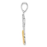 De-Ani Sterling Silver Rhodium-Plated Polished Net with 14k Basketball Pendant - Image 2