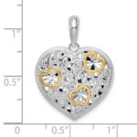 De-Ani Sterling Silver Rhodium-plated Fancy Heart with 14k Accents Pendant - Image 3