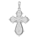 De-Ani Sterling Silver Rhodium-Plated Polished Filigree Cross with 14k Accent Pendant - Image 4