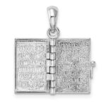 De-Ani Sterling Silver Rhodium-Plated 3D Lords Prayer Holy Bible with 14k Pendant - Image 8