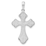 De-Ani Sterling Silver Rhodium-Plated Diamond-Cut Budded Cross with 14k Accent Pendant - Image 4