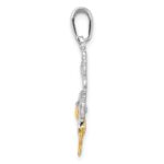 De-Ani Sterling Silver Rhodium-Plated Polished Sailfish with 14k Accents Pendant - Image 2