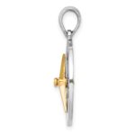 De-Ani Sterling Silver Rhodium-Plated Enameled Compass with 14k Moving Needle Pendant - Image 2
