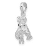 De-Ani Sterling Silver Rhodium-Plated Polished 3D Aquarius Zodiac Pendant - Image 5