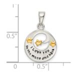 Sterling Silver Flash Gold Plated LOVE YOU TO THE MOON Pendant - Image 4