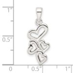 Sterling Silver Polished Multiple Heart Pendant - Image 3