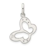 Sterling Silver Polished CZ Butterfly Pendant - Image 4