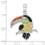 Sterling Silver Rhodium-plated Preciosa Crystal Toucan Pendant - Image 3