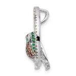 Sterling Silver Rhodium-plated CZ Birds on Perch Chain Slide - Image 2