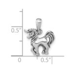 Sterling Silver Antiqued Polished Unicorn Pendant - Image 3