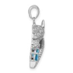 Sterling Silver Rhodium-plated Polished CZ Unicorn Pendant - Image 2