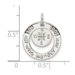 Sterling Silver Round NOT ALL WHO WANDER Pendant - Image 3