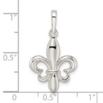 Sterling Silver Rhodium-plated Fleur de Lis Pendant - Image 3