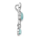 Sterling Silver Rhodium-plated Polished Larimar Turtle Chain Slide - Image 2