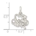 Sterling Silver Polished I Love Cheer Pendant - Image 3