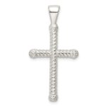 Sterling Silver Polished Twisted Hollow Latin Cross Pendant