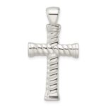 Sterling Silver Polished Twisted Hollow Large Latin Cross Pendant