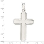 Sterling Silver Polished w/Edge Lines Large Latin Cross Pendant - Image 3