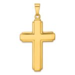 Sterling Silver Gold-tone Polished and Grooved Cross Pendant