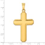 Sterling Silver Gold-tone Polished and Grooved Cross Pendant - Image 4