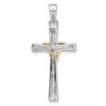 Sterling Silver RH-plated & Gold-plated CZ Cross with Celtic Cross Pendant - Image 4