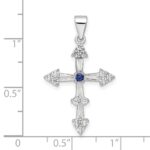Sterling Silver Rhodium-plated CZ Cross Pendant - Image 3