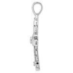 Sterling Silver Rhodium-plated Polished CZ Ankh Cross Pendant - Image 2