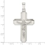 Sterling Silver Polished w/Side Lines Large Crucifix Pendant - Image 3