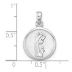 Sterling Silver Rhodium-plated Polished Mary Praying Pendant - Image 3