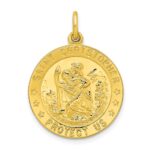 Sterling Silver Gold-tone Polished Solid Saint Christopher Medal Pendant