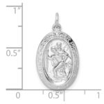 Sterling Silver Rhodium-plated Polished Solid Saint Christopher Pendant - Image 3