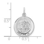 Sterling Silver Rhodium-plated Polished Solid Saint Michael Pendant - Image 3