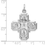 Sterling Silver Rhodium-plated Polished Solid Miraculous Medal Pendant - Image 3