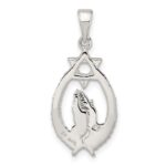 Sterling Silver Polished Star of David w/Praying Hands Pendant - Image 4