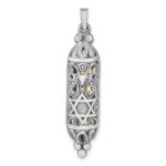 Sterling Silver Solid Antiqued Mezuzah Pendant
