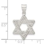 Sterling Silver Polsihed and Textured Solid Star of David Pendant - Image 4