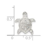 Sterling Silver Polished CZ Turtle Chain Slide - Image 3