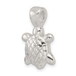 Sterling Silver Polished & Textured Turtle Pendant - Image 5