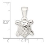 Sterling Silver Polished & Textured Turtle Pendant - Image 3