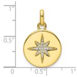 Sterling Silver Gold-tone CZ Star Disc Pendant - Image 2