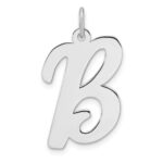 Large Sterling Silver Rhodium-plated Script Letter B Initial Charm
