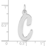 Large Sterling Silver Rhodium-plated Script Letter C Initial Charm - Image 4