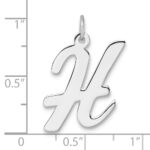 Large Sterling Silver Rhodium-plated Script Letter H Initial Charm - Image 4