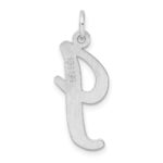 Large Sterling Silver Rhodium-plated Script Letter I Initial Charm - Image 3