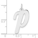 Large Sterling Silver Rhodium-plated Script Letter P Initial Charm - Image 4